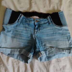 Isabel Maternity Ingrid & Isabel Blue Jean Shorts with Rolled Hem